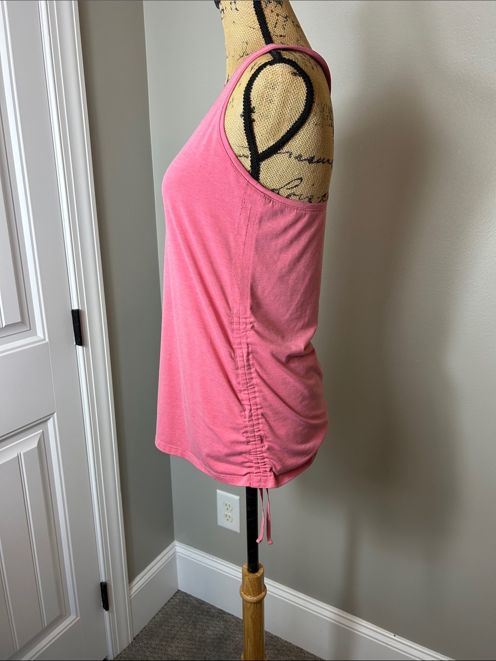 Athleta Racerback Tank Top – Pink | Side Drawstring Ruched Detail - Picture 2 of 5